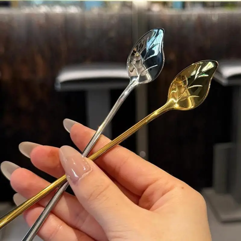 1Pcs Stainless Steel Mixing Spoon Long Handle Dessert Spoon Milk Tea Honey Spoon Coffee Spoon Soup Spoon Lengthened Spoon