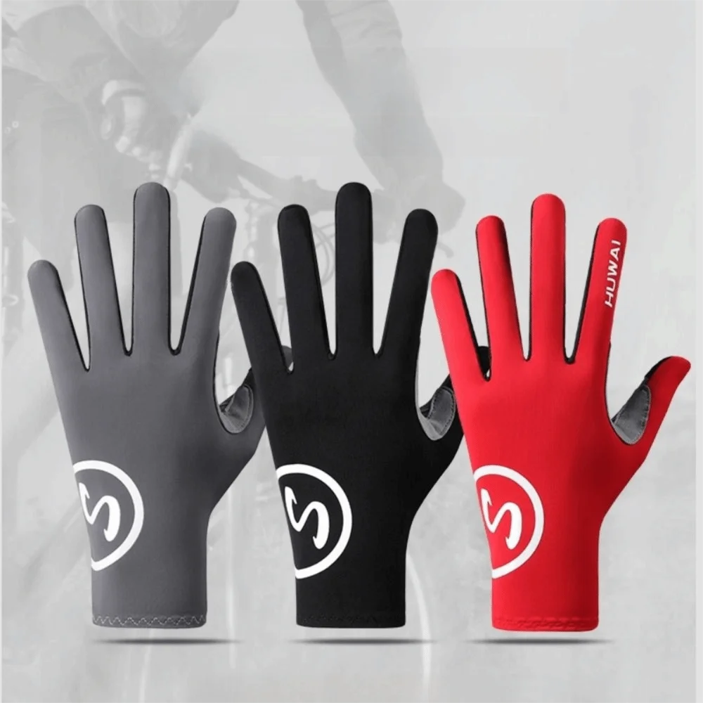 Guanti da ciclismo antiscivolo delicati sulla pelle Guanti sportivi touch screen con dita intere Guanti da bicicletta antivento traspiranti MTB