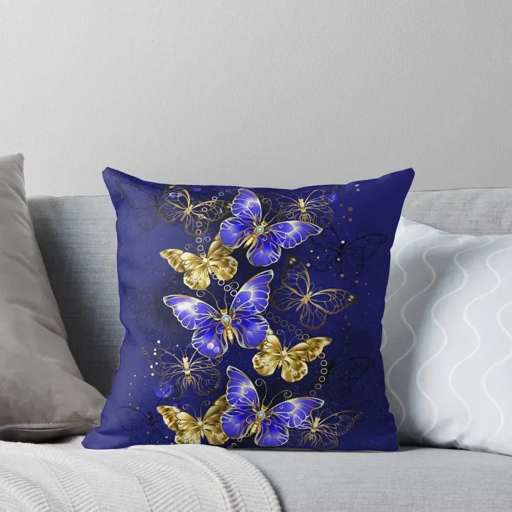 Composition with Sapphire Butterflies Throw Pillow Sofa Cushions Covers pillow cover christmas Decorative Cushion pillow