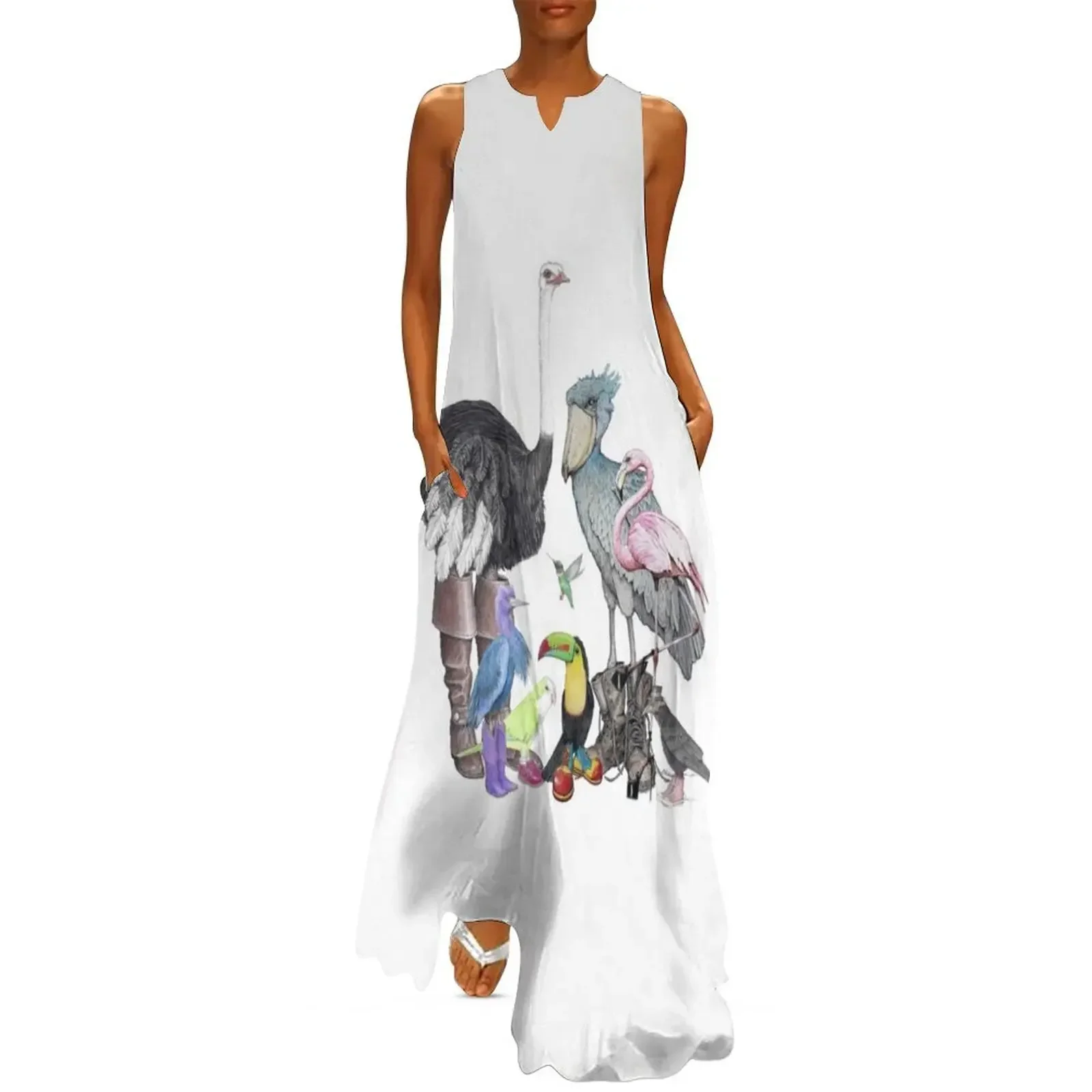 

Birds in shoes Long Dress Women's summer dresses evening dresses ladies Women dresses summer long dress women summer Dress