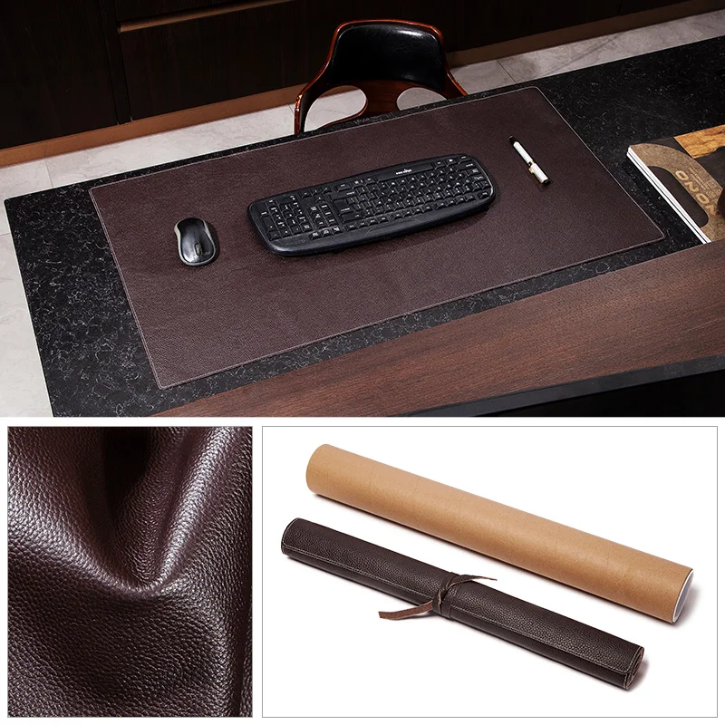 100% Genuine Leather Office Computer Table Mat Desk Study Desk Mat Large Mouse Pad Solid Color Desk Gaming Mice Pad For Laptop