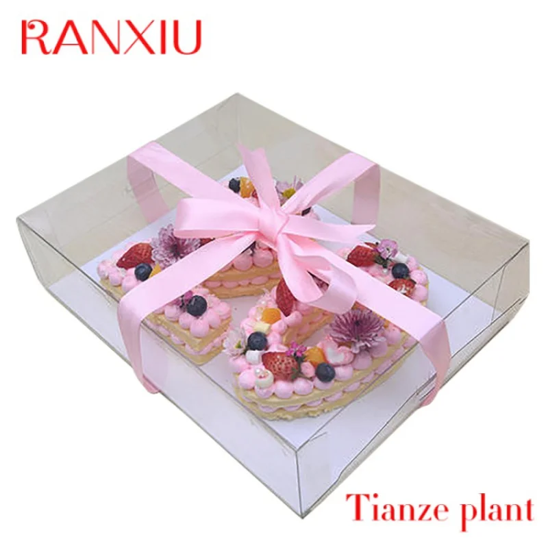 Custom Customized Luxury Transparent Cake Packaging Box Digital Cake Box Square PET Food Packaging Gift Box