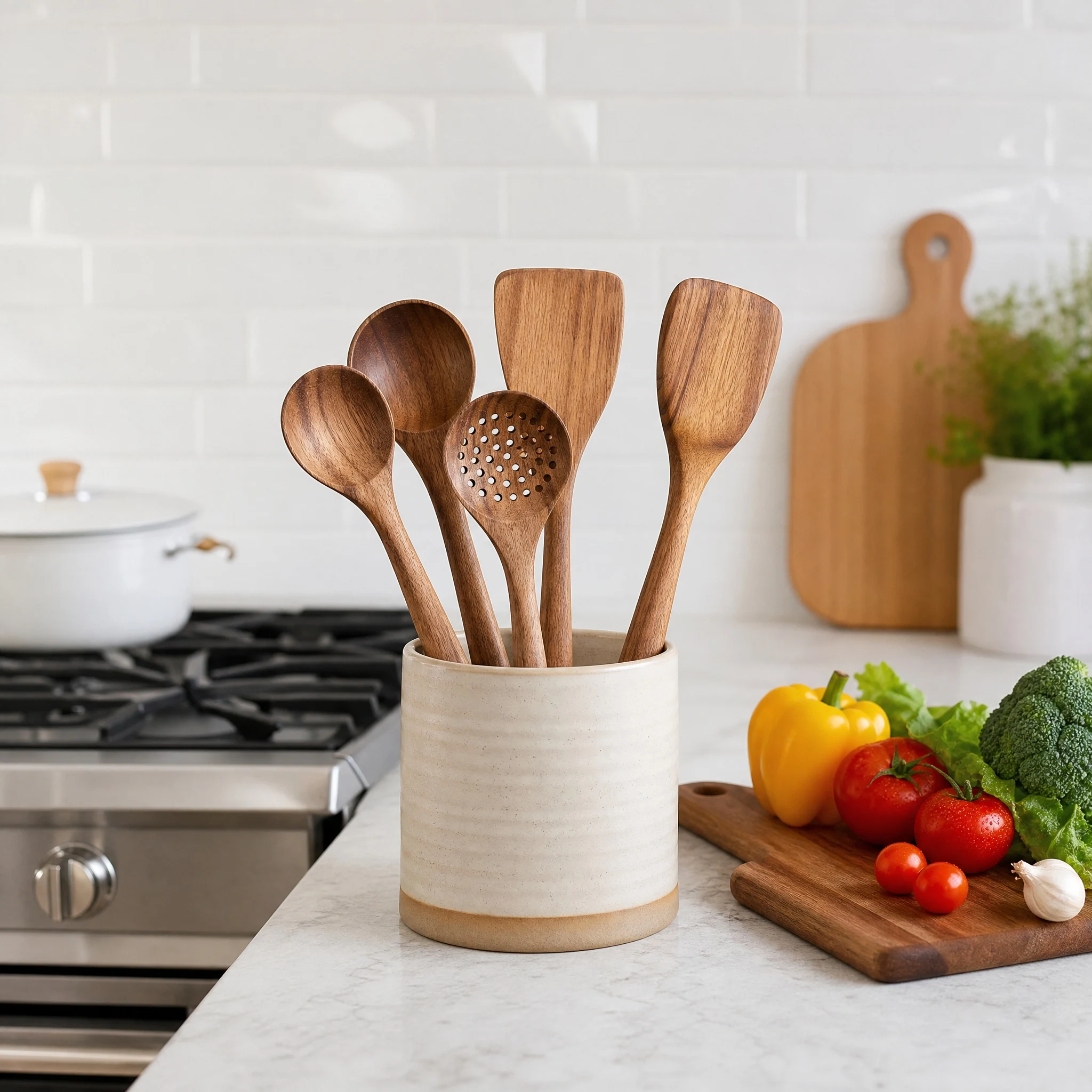 5-Piece Wooden Kitchen Utensil - Home Cooking Restaurant ulasan dan harga