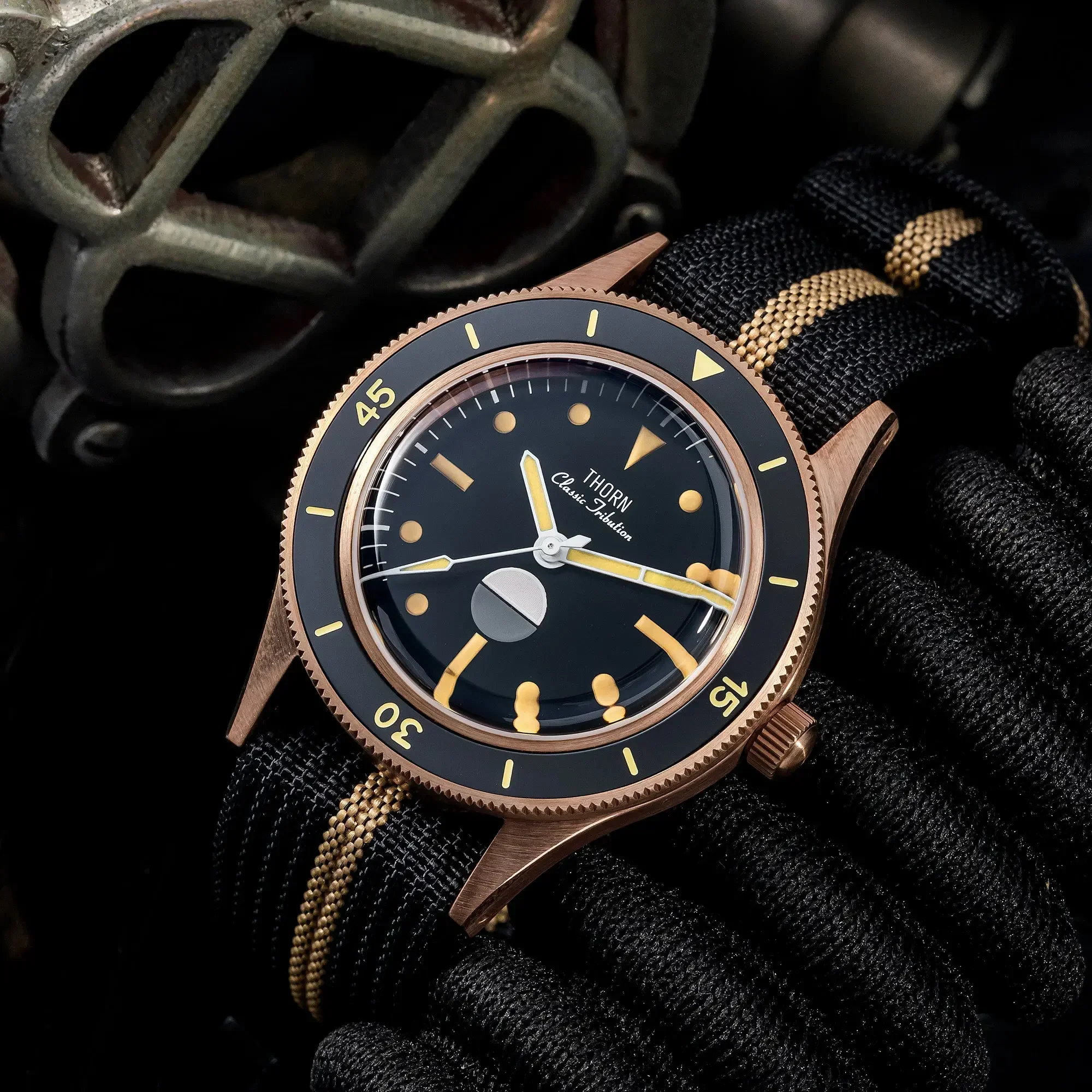 THORN Watch For Men Hygrometer Vintage 50-Fathoms Tin Bronze Diving Watch NH35A Movement Automatic Mechanical Sapphire Crystal