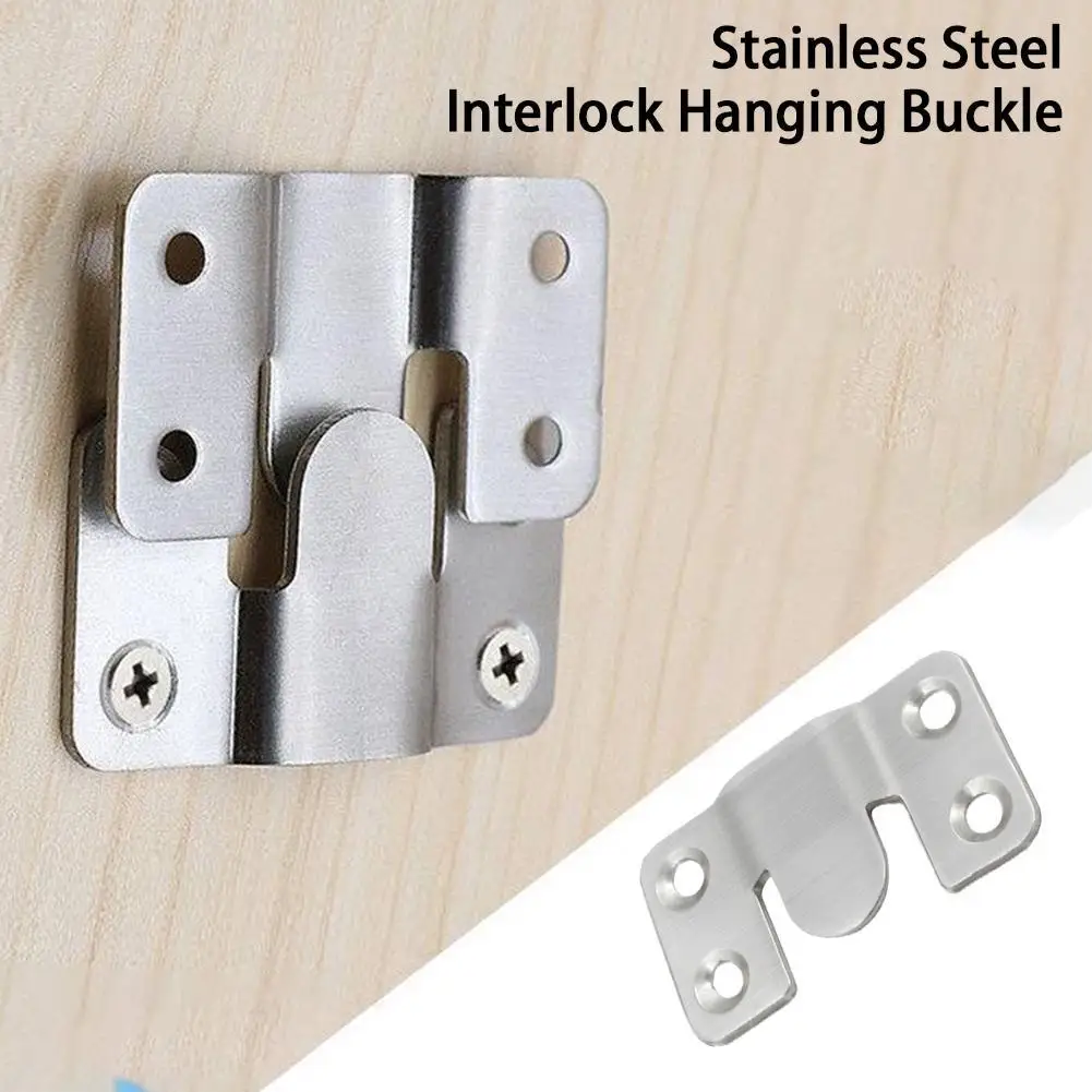 Stainless Steel Mountain Shape Interlock Hanging Buckle Mount Bracket Furniture Connector Wall Picture Frame Hanger Display Hook