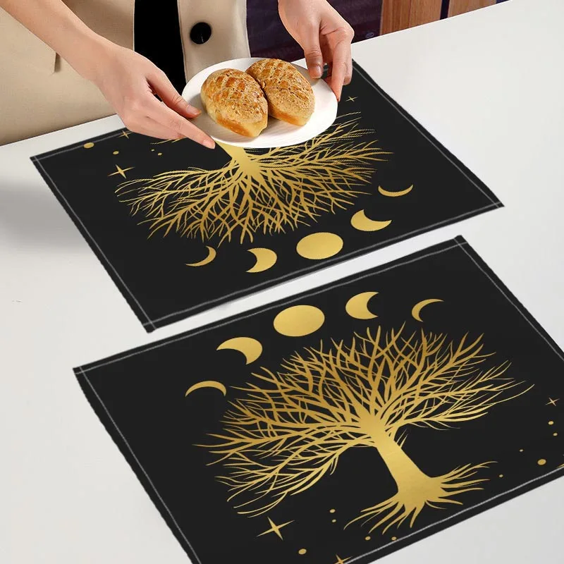 Tree Of Life With Hands Placemat Custom Cotton Linen Dining Table Mats Bohemian Coaster Pad Bowl Cup Mat Home Decor 6.20WJY