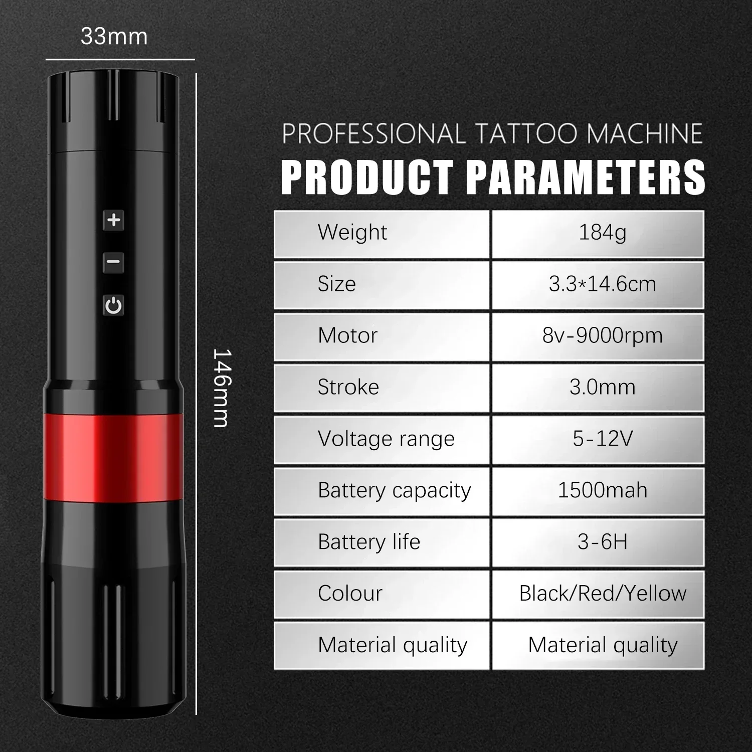 New 2 in 1 Wireless Cartridge Tattoo Machine Pen 9000 rpm Rotaty Battery Pen Portable Power Pack 1500 mAh LED Digital Display