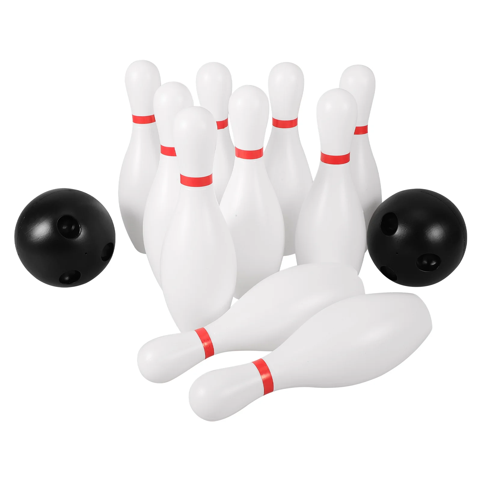 15CM Bowling Toy Set Kids Sports Game Preschool Black Plastic Outdoor Indoor Play Hand Eye Coordination Skill Building Toy