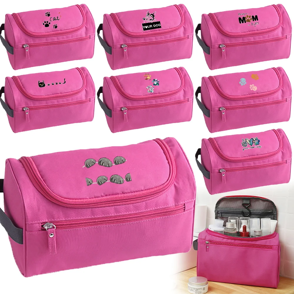 2026 Travel Cosmetics Toiletry Organizer Makeup Bag Toilet Footprints Print Make Up Case Kit Pouch Storage Bathing Girls Handbag