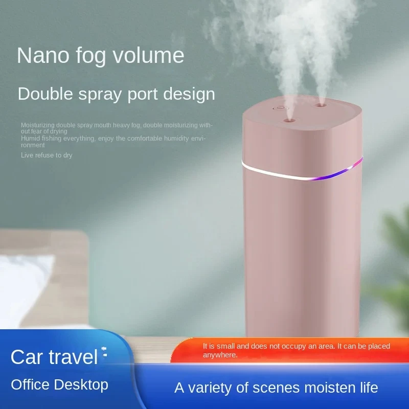 Dual-Nozzle Humidifier (USB) | 600ml/H Super Mist & Ultra Quiet | Moisturizing Device for Home/Car