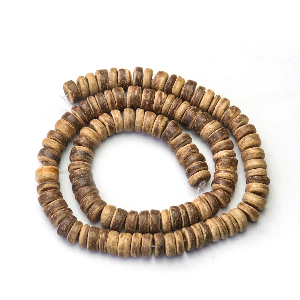 Retro 8mm Natural Coconut Shell Wood Loose Beads Oblate Round Circular Chain DIY Necklace Bracelet Buddhism Jewelry Making