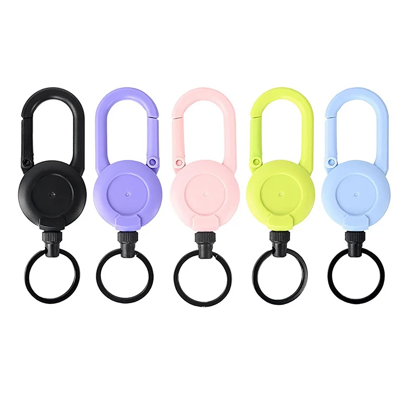 Colorful Anti-theft Metal Easy-to-pull Buckle Rope Elastic Keychain Sporty Retractable Key Ring Anti Lost Yoyo Ski Pass ID Card