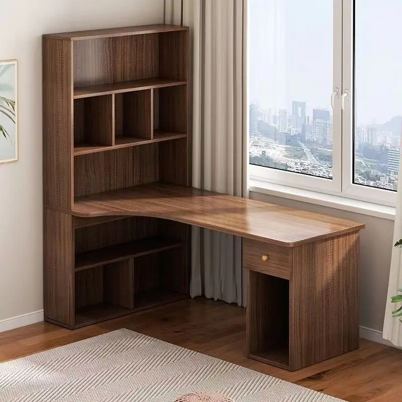 Corner desk, bookshelf integrated table, home desktop computer , bedroom corner , student bookcase, writing