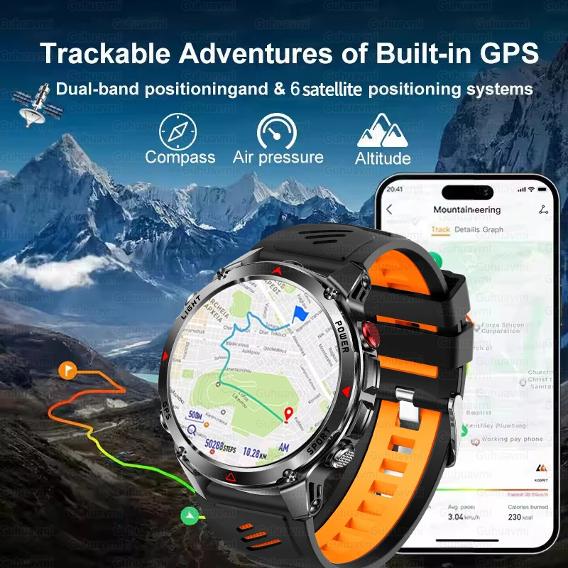 Militare Professionale Swim Sport Smartwatch da uomo 3ATM Impermeabile Dual-band GPS Avventura all'aria aperta Orologi Frequenza cardiaca BT Chiamata Orologio