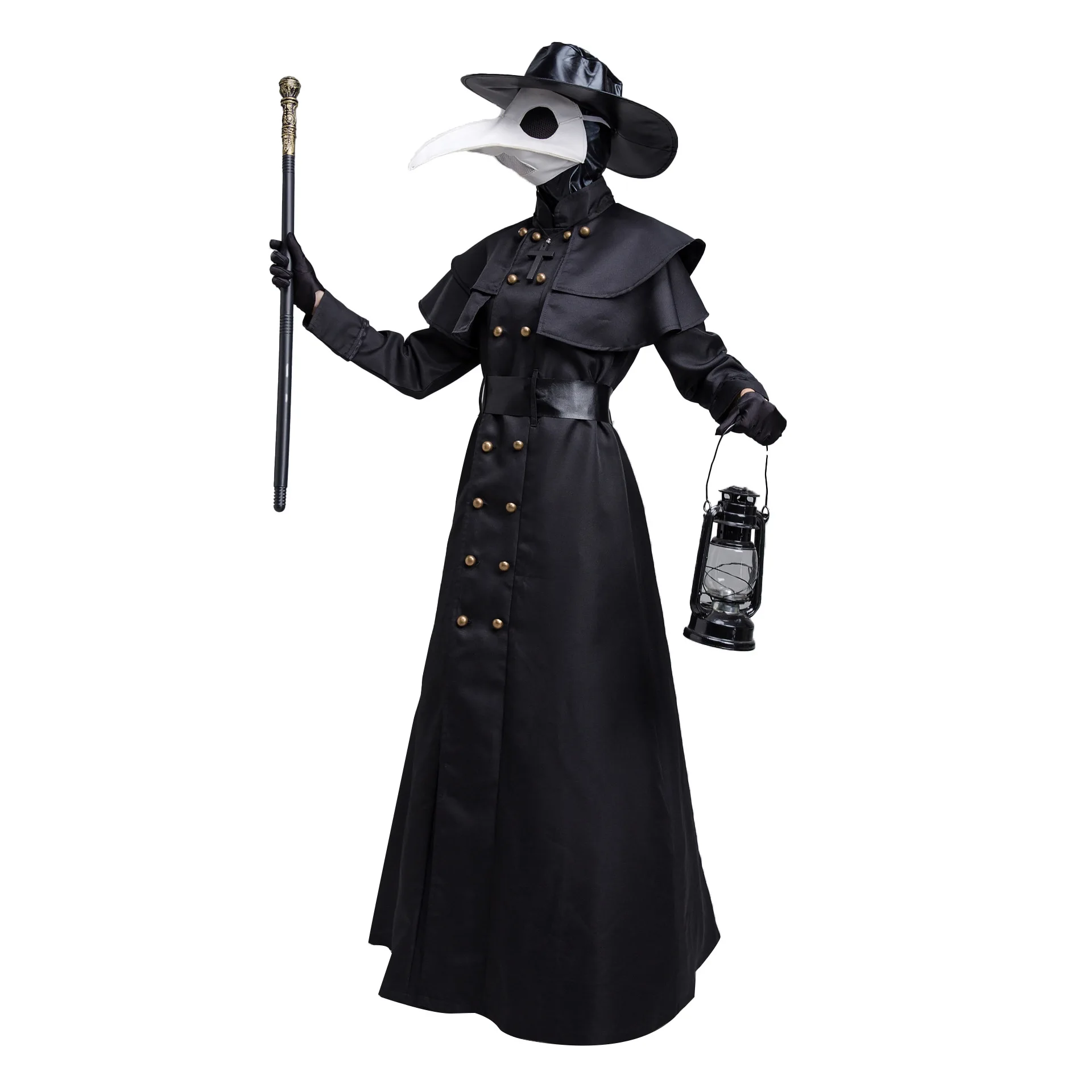 Túnica de Halloween a Capuche Médiévale para Homme de Médecin de la Pandémie Masque Chapeau Moine Steampunk Prêtre Horreur Cape 4XL