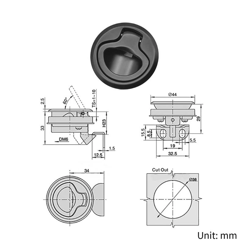 F1CF Door Pull for RV- Marine Boat Flush Pull Slam Locking Locker Universal Deck Accessories