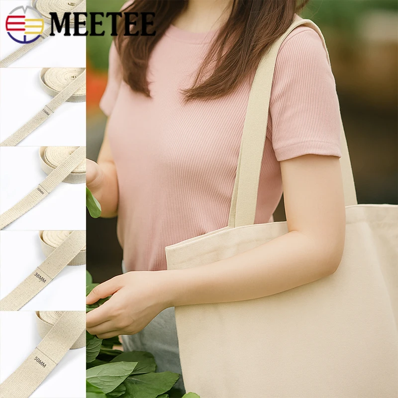 

10Meters 10-50mm Cotton Webbing Straps for Shoulder Bag Strap Backpack Bias Binding Decorative Braid Ribbon Sewing Accessories