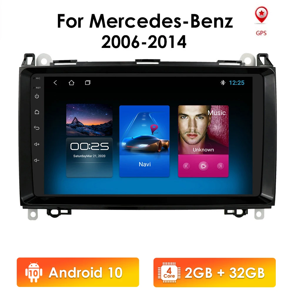 

Car Multimedia Player Android 10 2 Din GPS Autoradio For Mercedes Benz B W245 B150 B160 B170 B180 B200 B55 2004-2012 2G+32G WIFI