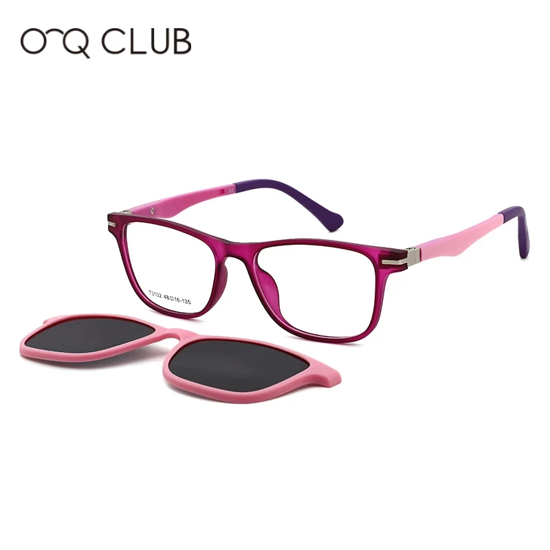 Gafas de sol polarizadas magnéticas para niños y niñas, anteojos con Clip para miopía, TR90, graduadas, cómodas, T3102, O-Q CLUB