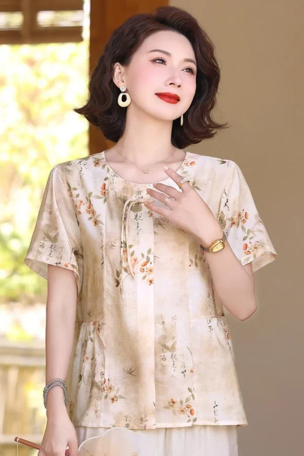 Fashionable Printed Short-sleeved T-shirt Top Women's New