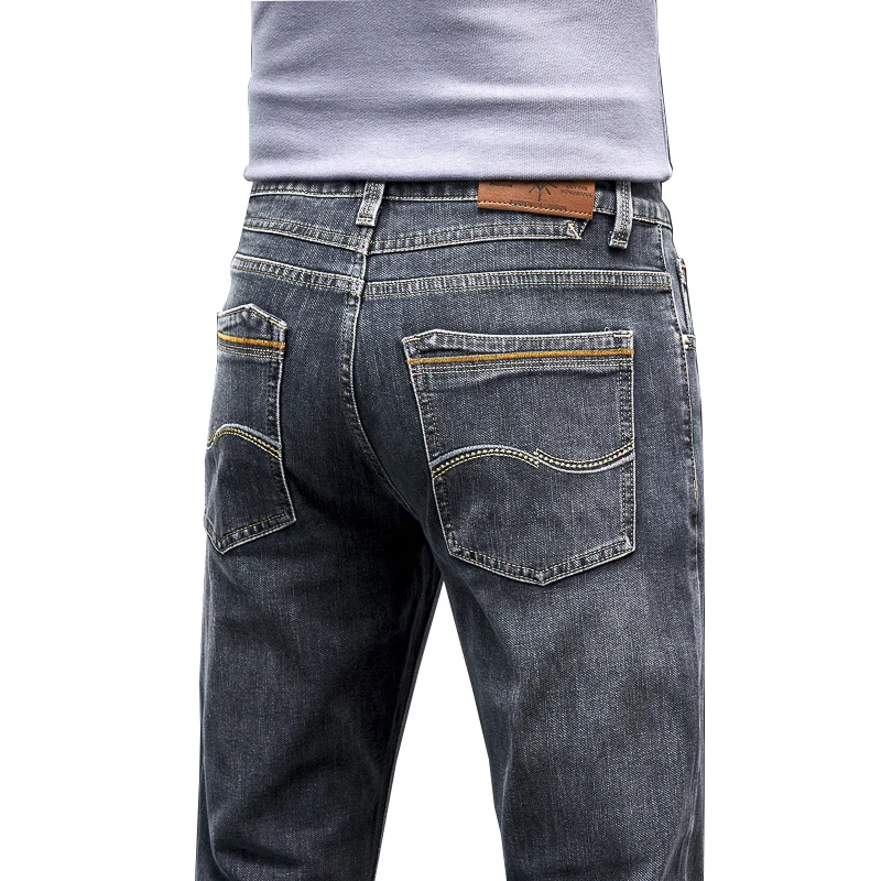 

Fashion European American Style Stretch Men Jeans Luxury Men's Denim Pants Slim Straight Deep Blue Gentleman Size 28-40 Slacks