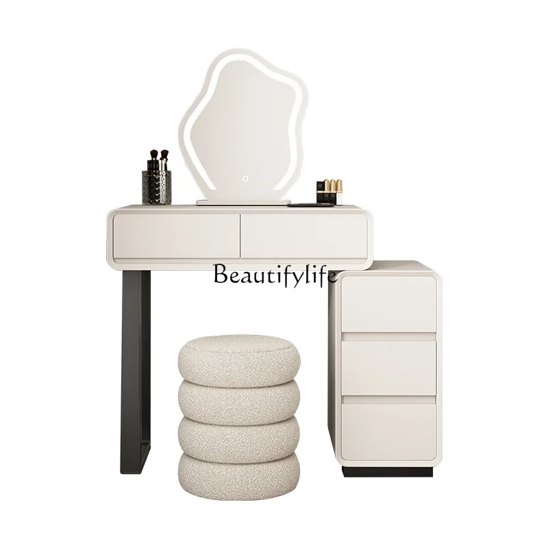 

FG28French Cream Style Solid Wood Dresser Locker Small Apartment Bedroom Makeup Table Integrated