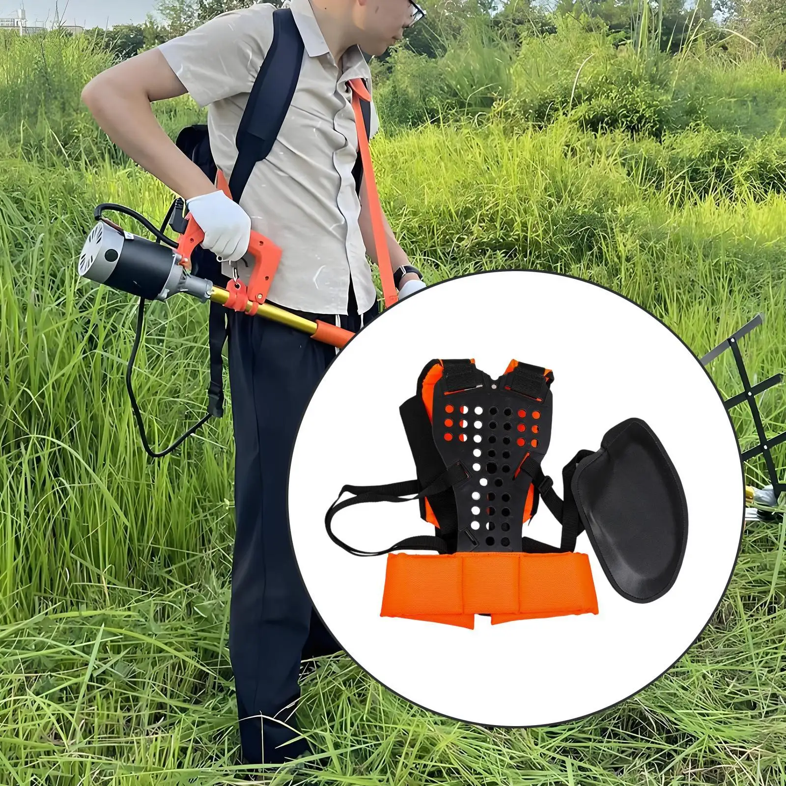 Breathable Strimmer Harness Trimmer Shoulder Strap Padded Adjustable Belt for Brush Cutter Lawn Tool