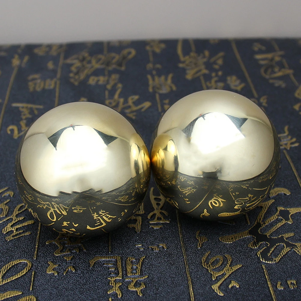 

1 Pair Brass Hand Massage Balls Smooth Portable Rolling For Muscle Relaxation Stress Relief Hand Exercise Ball Palm Massager