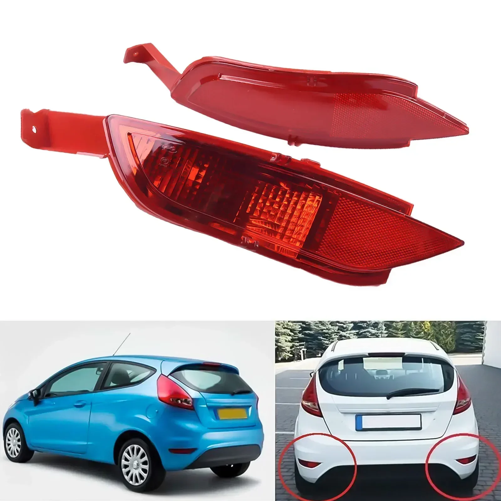 For Ford Fiesta MK6 MK7 Rear Bumper Reflector Fog Light Left/Right Placement Red Lens Quick and Easy Installation