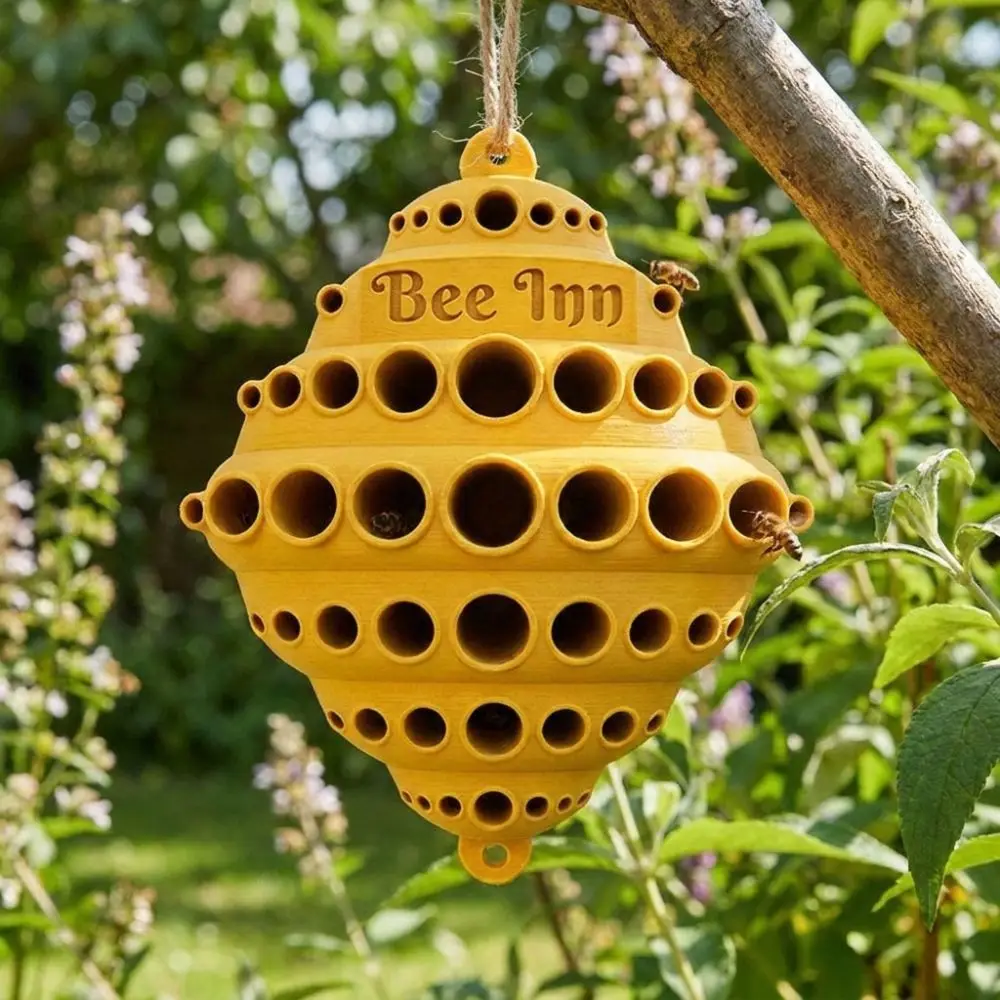 3D Printed Garden Bee Insect House Wall-Mounted Bee-Hive Shaped Pollinator Insect Shelter Weather-Resistant Plastic