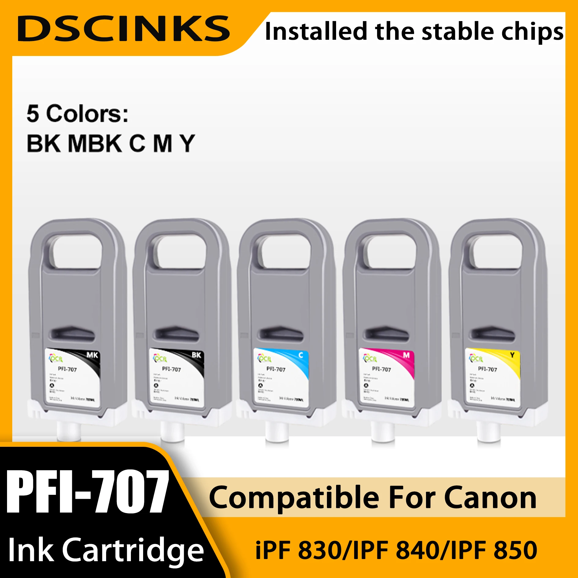 

700ml PFI-707 Ink Replacement for Canon PFI 707 Ink Cartridge For Canon iPF 830 840 850 Series Large Format Printers