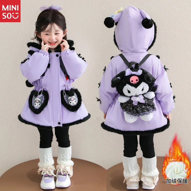 

2025 Girls Winter Kuromi Padded Coat New Hooded Fleece Korean Style Fashion