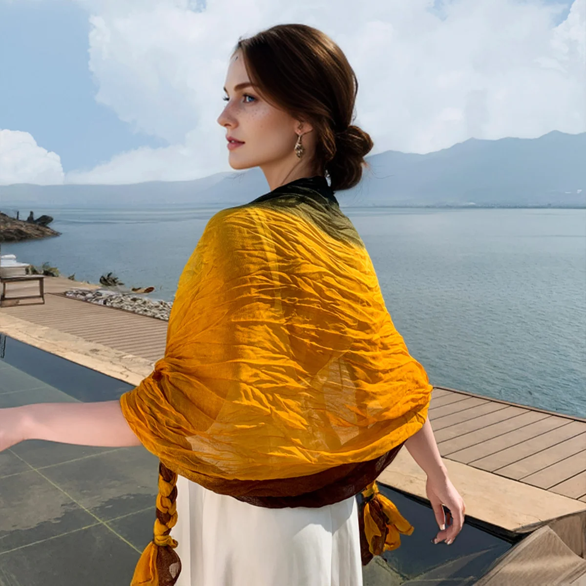 

Новый инновационный плетеный платок, женский осенне-зимний модный универсальный платок, уличный тонкий шарф, шаль, шелковый шарф