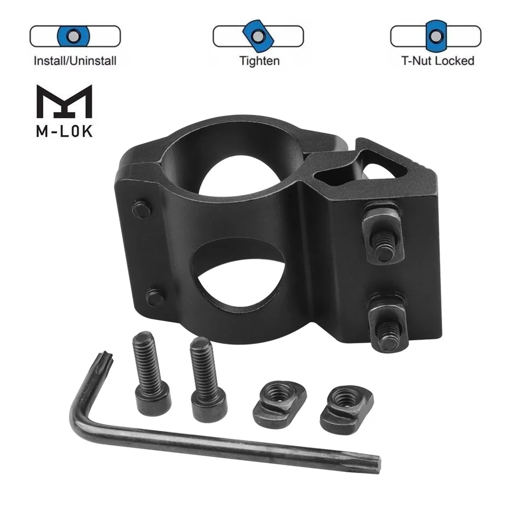 M-lok 45도 오프셋 플래시라이트 마운트 홀더 25.4mm 광학 스코프 레이저 링 사냥 장난감 총 라이트 액세서리