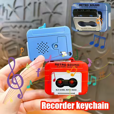 Retro Mini Recorder Player Keyring New Style Funny Record Players Keychain Suprise Gift Supplies Car Keychain