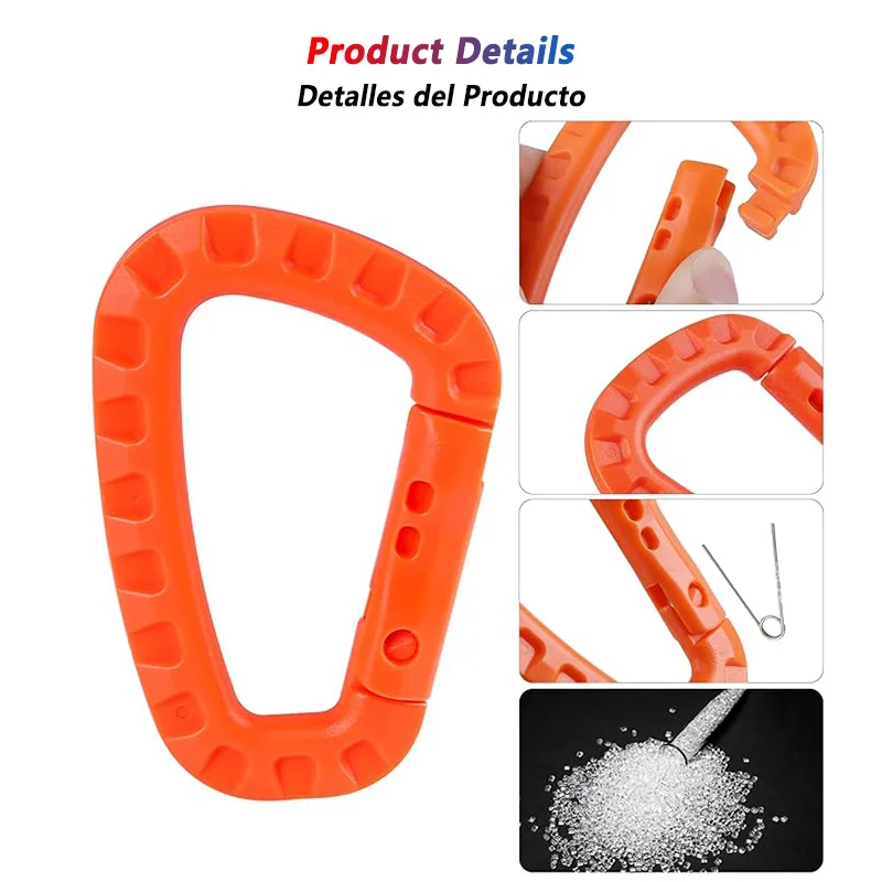 1-9 قطعة التكتيكية 3.5 "حلق بلاستيكي مول كليب المفاتيح D-شكل الصلب الربيع المفاجئة والعتاد هوك التخييم في الهواء الطلق التنزه EDC أدوات
