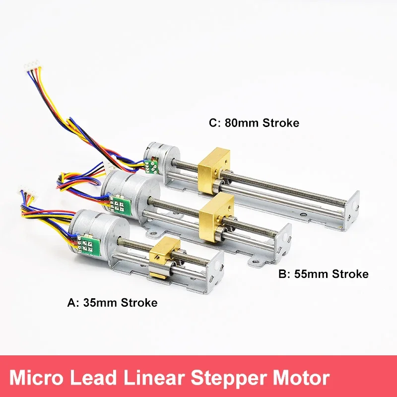 

DC 5V/12V Precious Lead Linear Screw Copper Nut Slider Stepping Stepper Motor 2-phase 4-wire 35mm/ 55mm/ 80mm Stroke