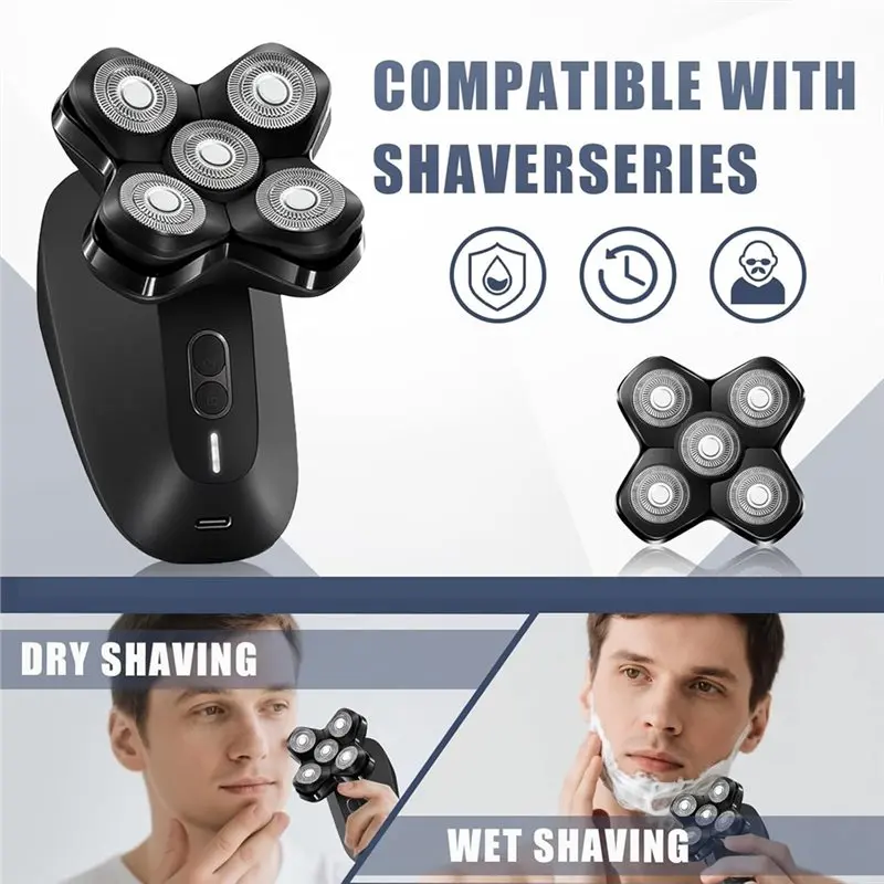 【الضرورة】للرجال 2 قطعة لماكينة حلاقة القبة MANSCAPED، 5 شفرات استبدال الرأس المغناطيسي، مرفق مغناطيسي #6