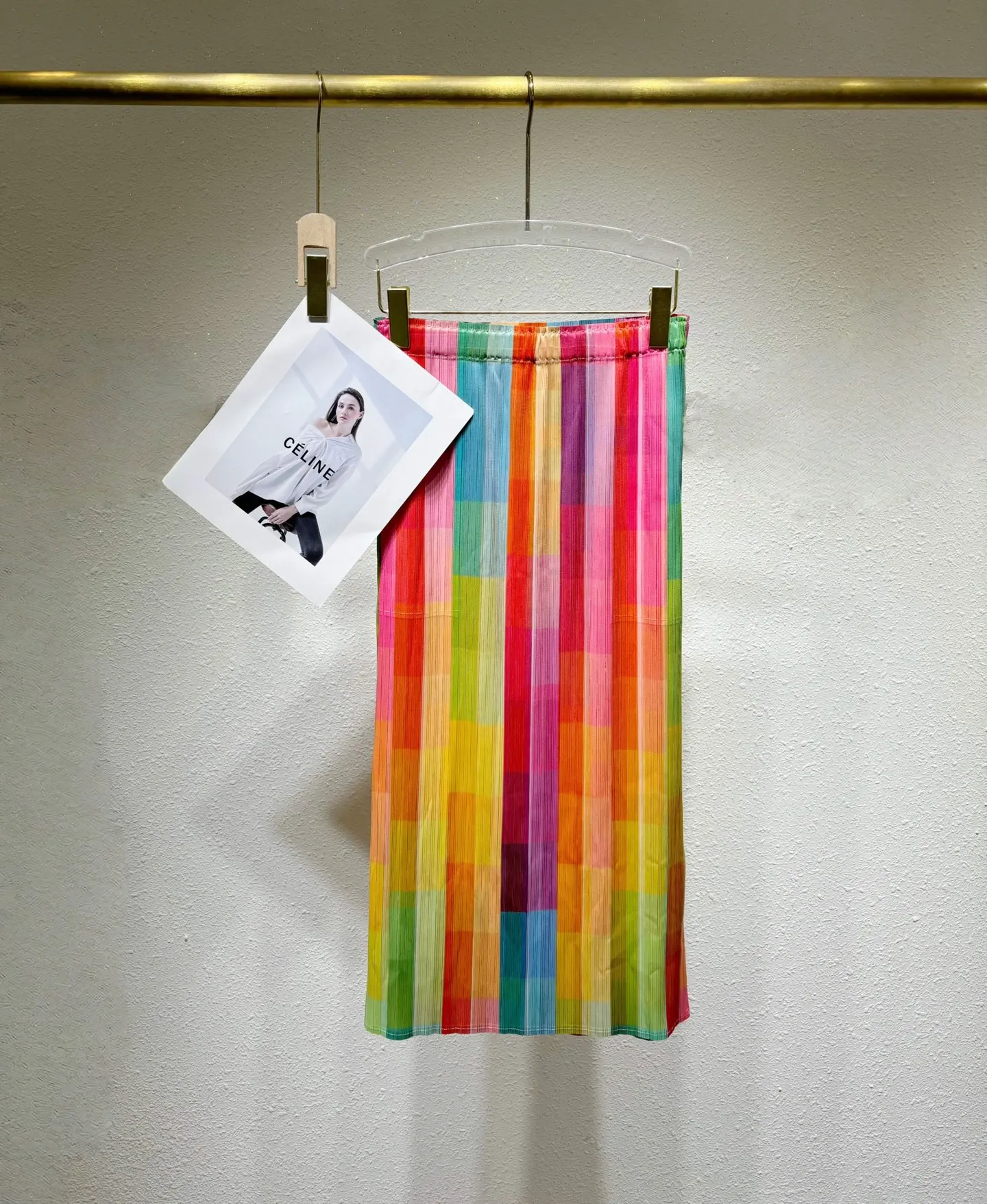 Miyake Pleated Rainbow Half-skirt 2025 Summer New Temperament A-line Skirt Medium-length High-waisted Skirt