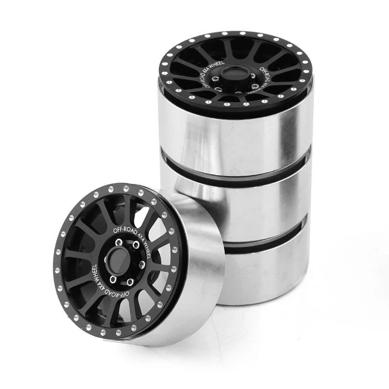 4 pçs 2.6 Polegada metal beadlock roda aro hub para 1/8 1/10 rc rastreador carro traxxas trx4 axial scx10 wraith rr10 capra