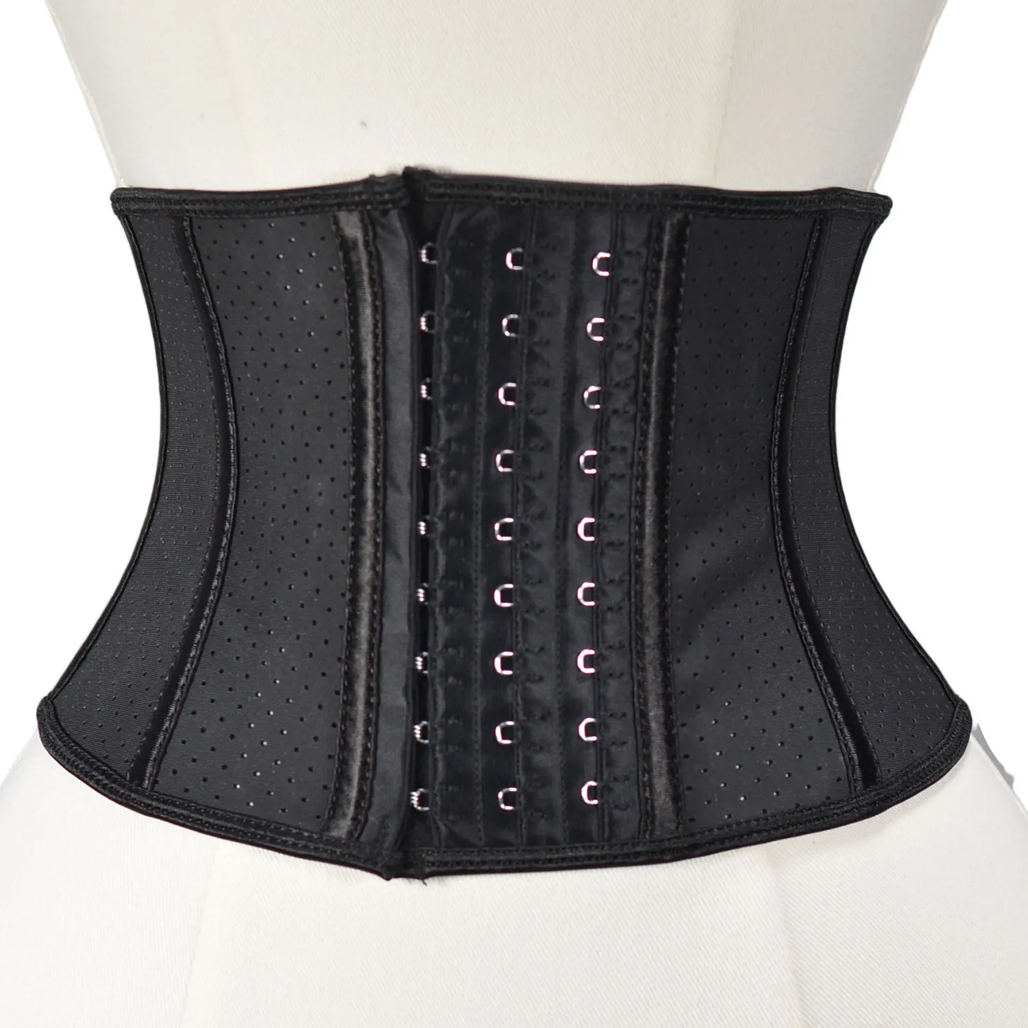 Latex And Cotton Women Pure Black Rubber Girdle Slimming Sheath Latex Waist Trainer Plus Size Corselet