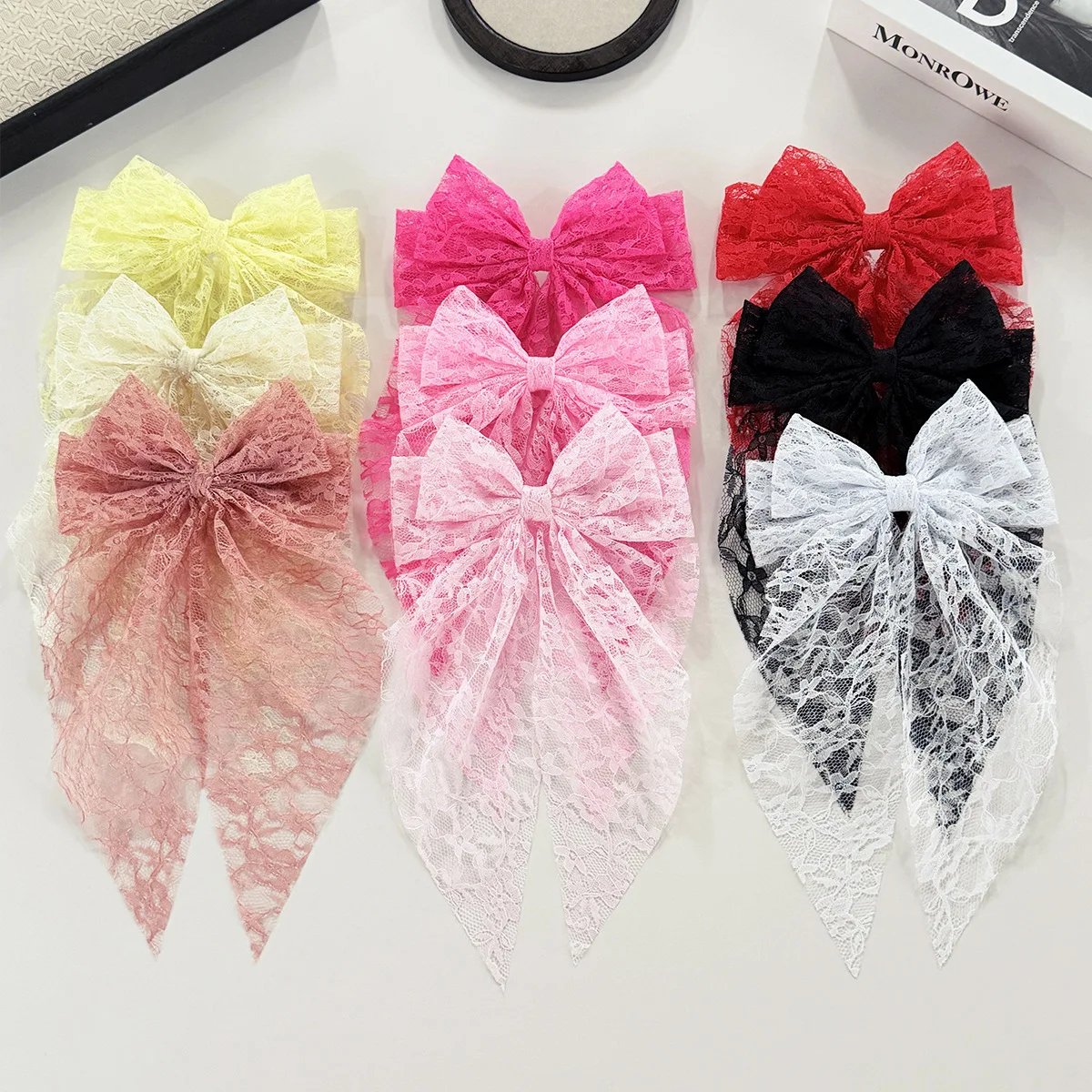 Elegant Lace Bow Spring Hair Clip Sweet and Temperament Super Fairy Back Head Ponytail Clip for Girls Hair Styling Accessories