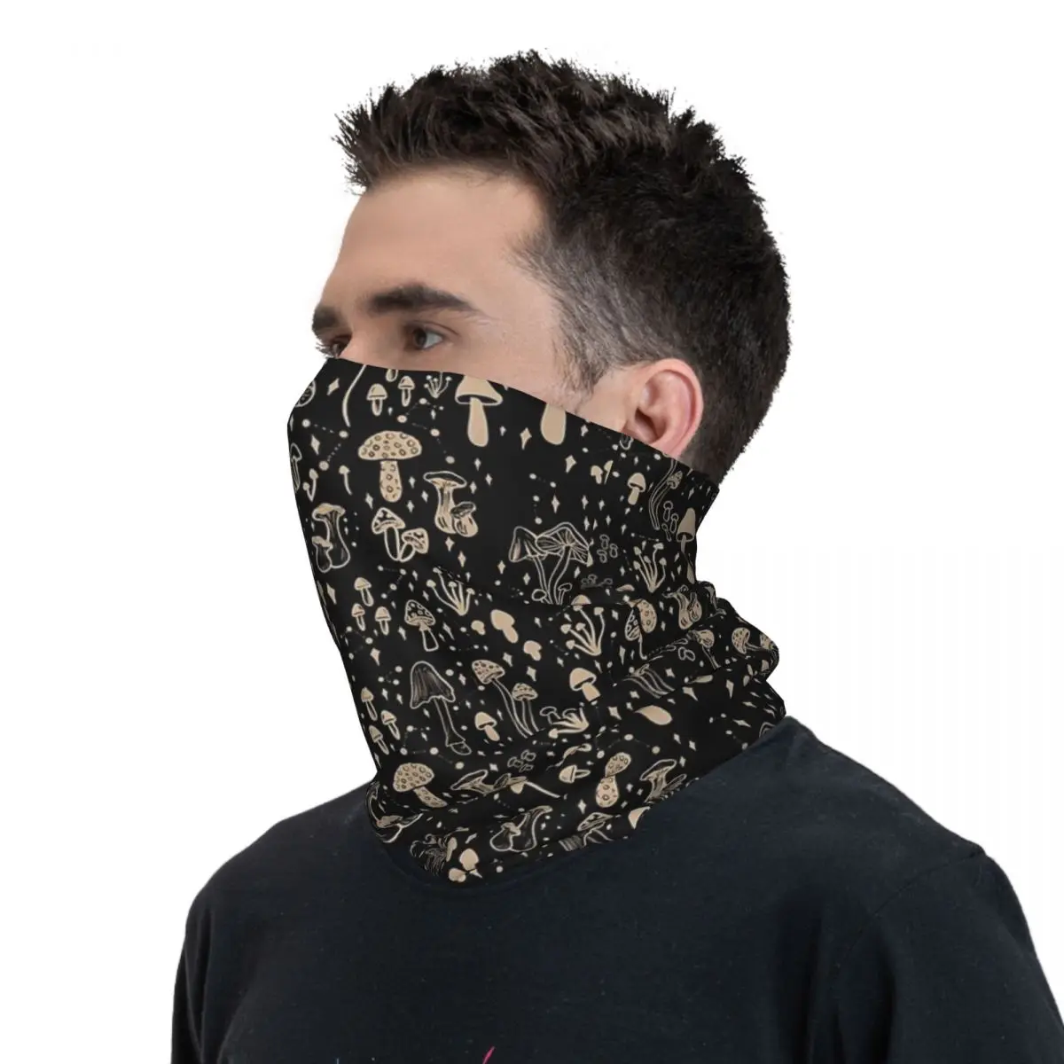 Bandana con estampado de setas mágicas para hombre y mujer, máscara facial cálida para montar, lavable