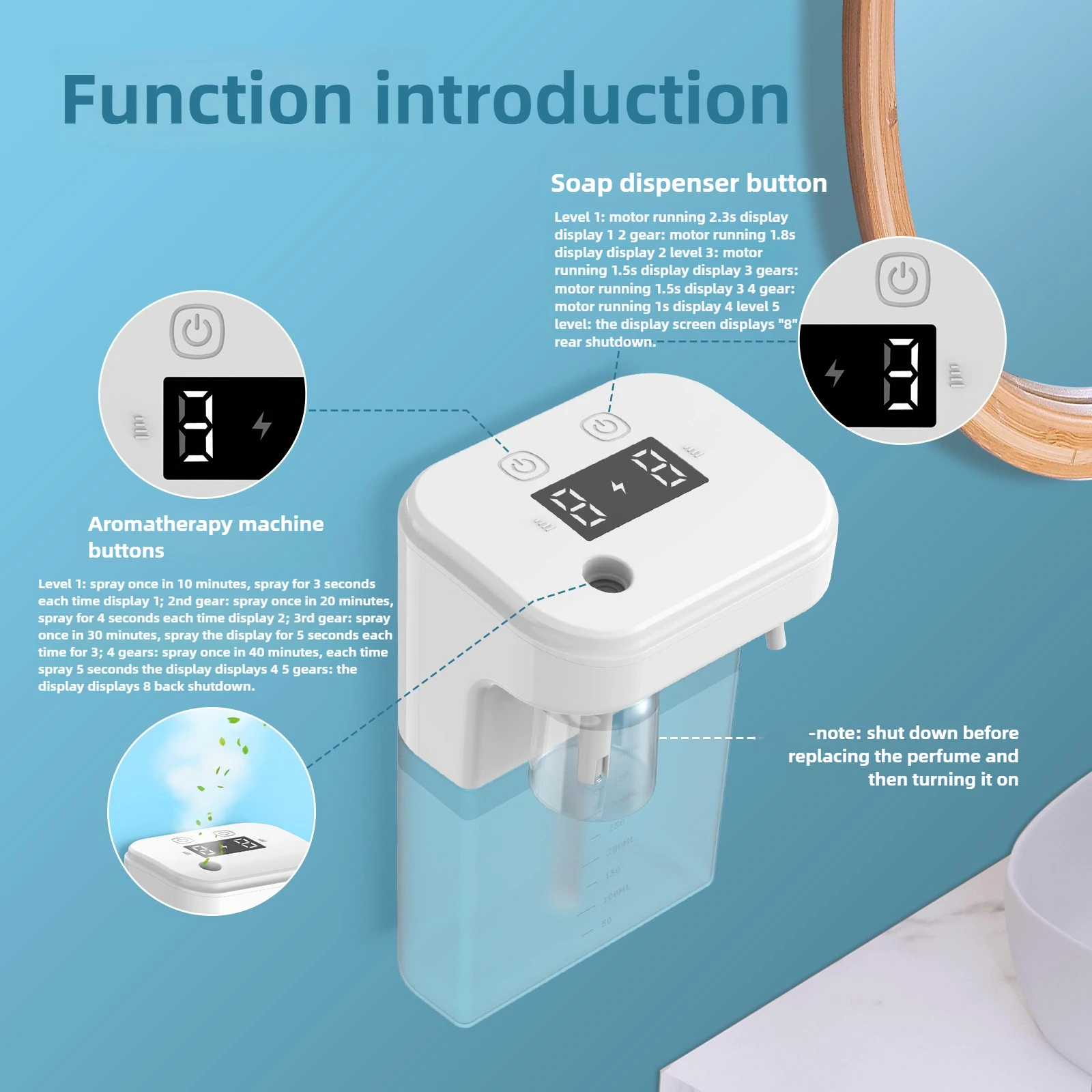 موزع الصابون الأوتوماتيكي موزع الرغوة 2 في 1 آلة الروائح الأشعة تحت الحمراء التعريفي فقاعة المطهر اليد الناشر العطر