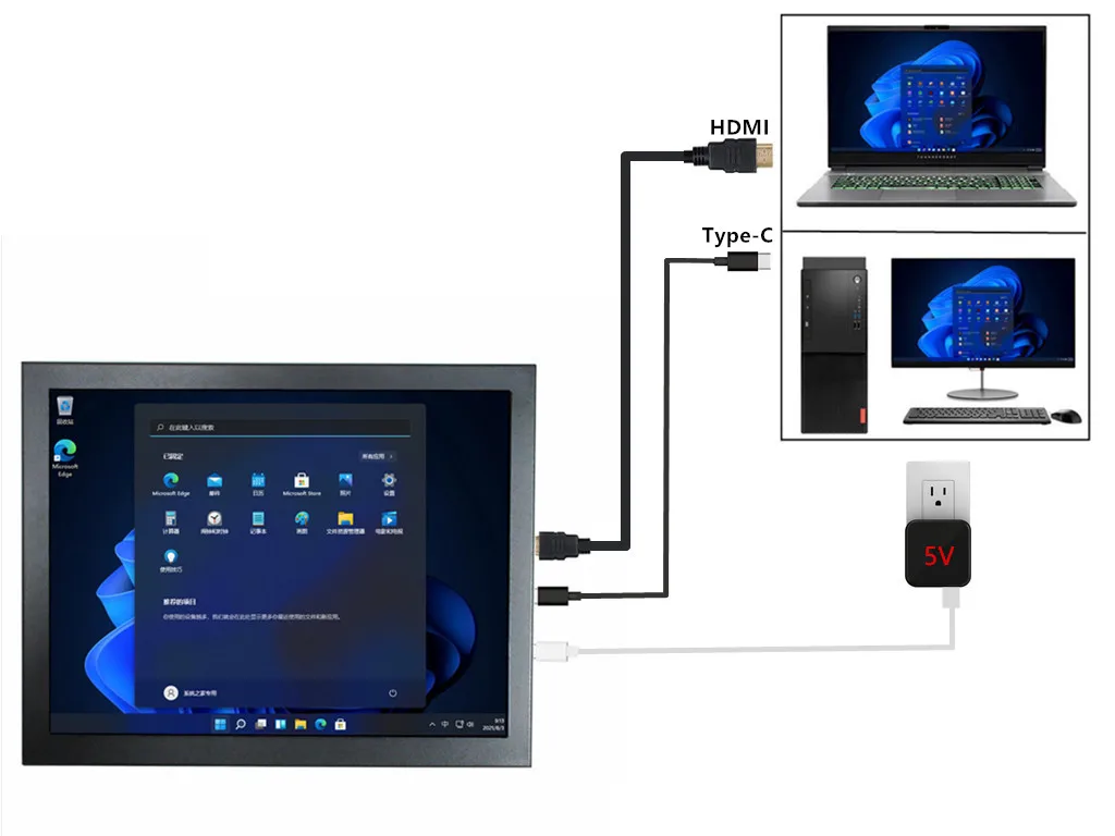 Imagem -02 - Polegadas 4:3 Multiuso 2k Ips Display Portátil de Uso Geral Tela Auxiliar de Computador Monitor de Sub Tela 97