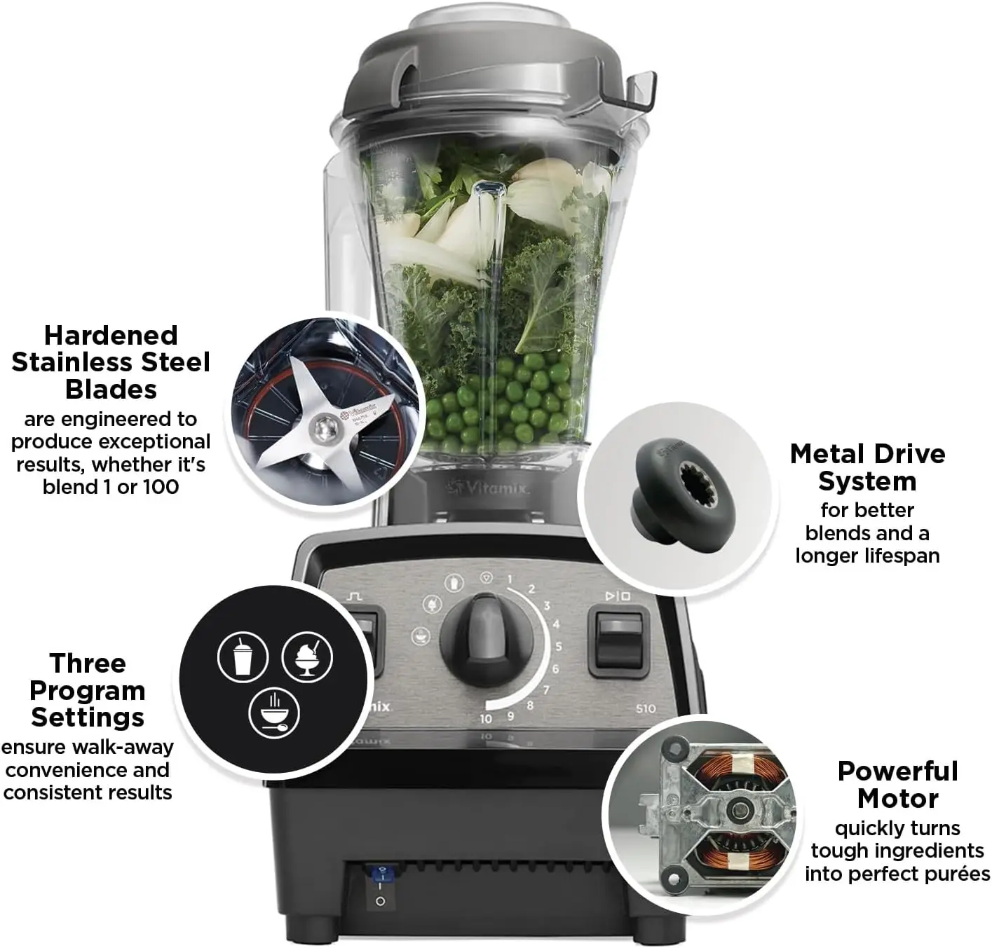 Propel 510 Propel Blender with Pre-set Blending Programs, Professional-Grade, 48-oz Capacity, Black