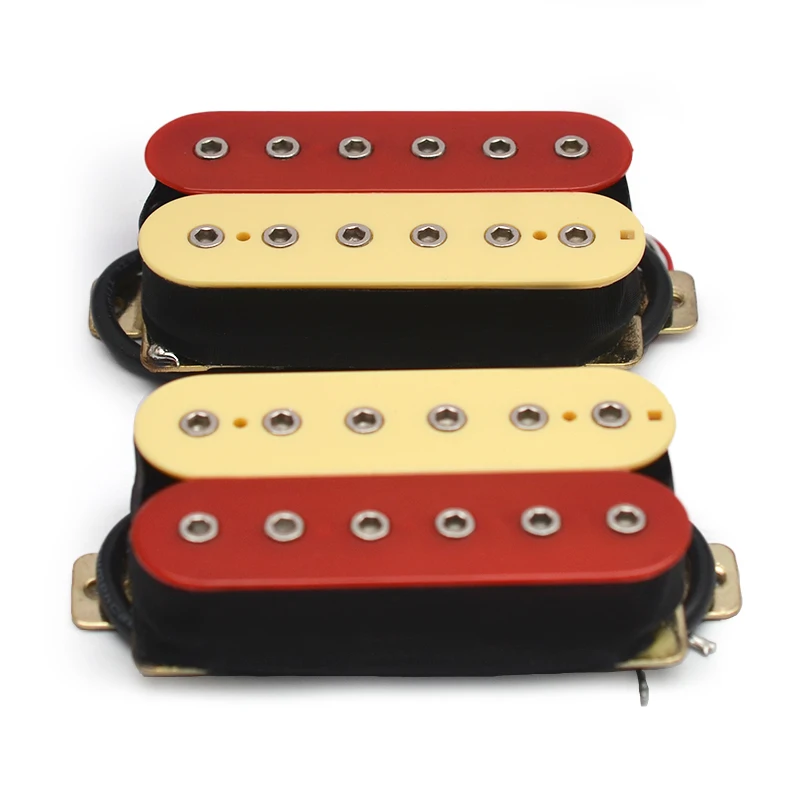 Electric Guitar 12 Adjustable Hex Screw Dual Coil Pickup 6 String Guitar Coil Splitting Pickup N7.5K/B15K Output Light Ivory/Red