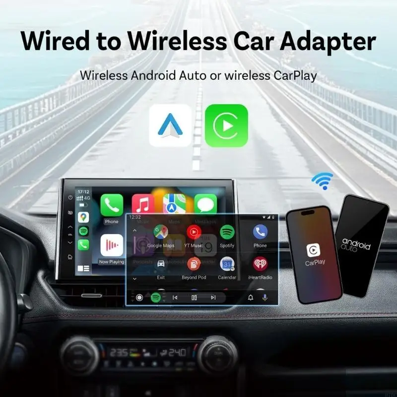 H7BC USB Wireless Car Adapter with Double Channel Bluetooth-compatible 5.2GHz Quick Installation Broad Vehicle Compatibility