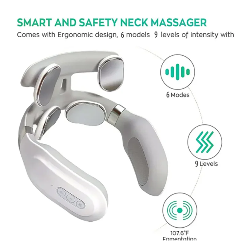 Neck Massage Machine 4 Head And Neck Protection Heating Machines Breathing Light Vibration Hot Compress Cervical Spine Machine