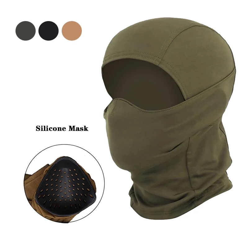 Tactical Mask Outdoor Balaclava Head Hood Silicone Half Face Windproof Headgear Airsoft Hunting CS Game Sunscreen Cap